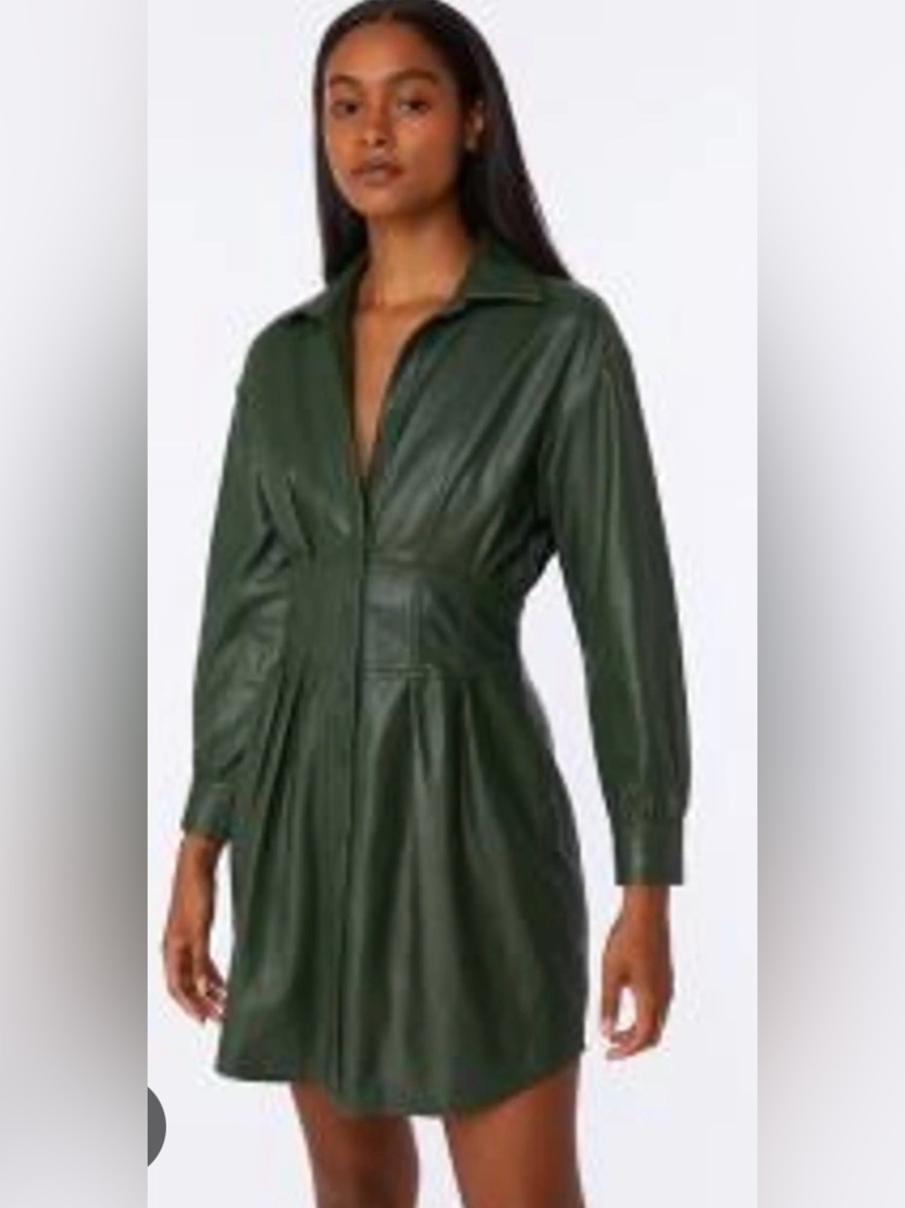 7 For All Mankind dark green vegan leather shirt dress NWT small